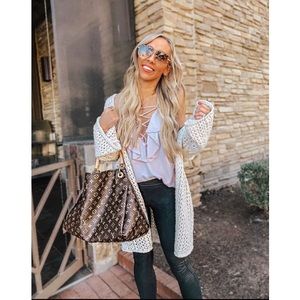 aerie open knit cardigan in cream